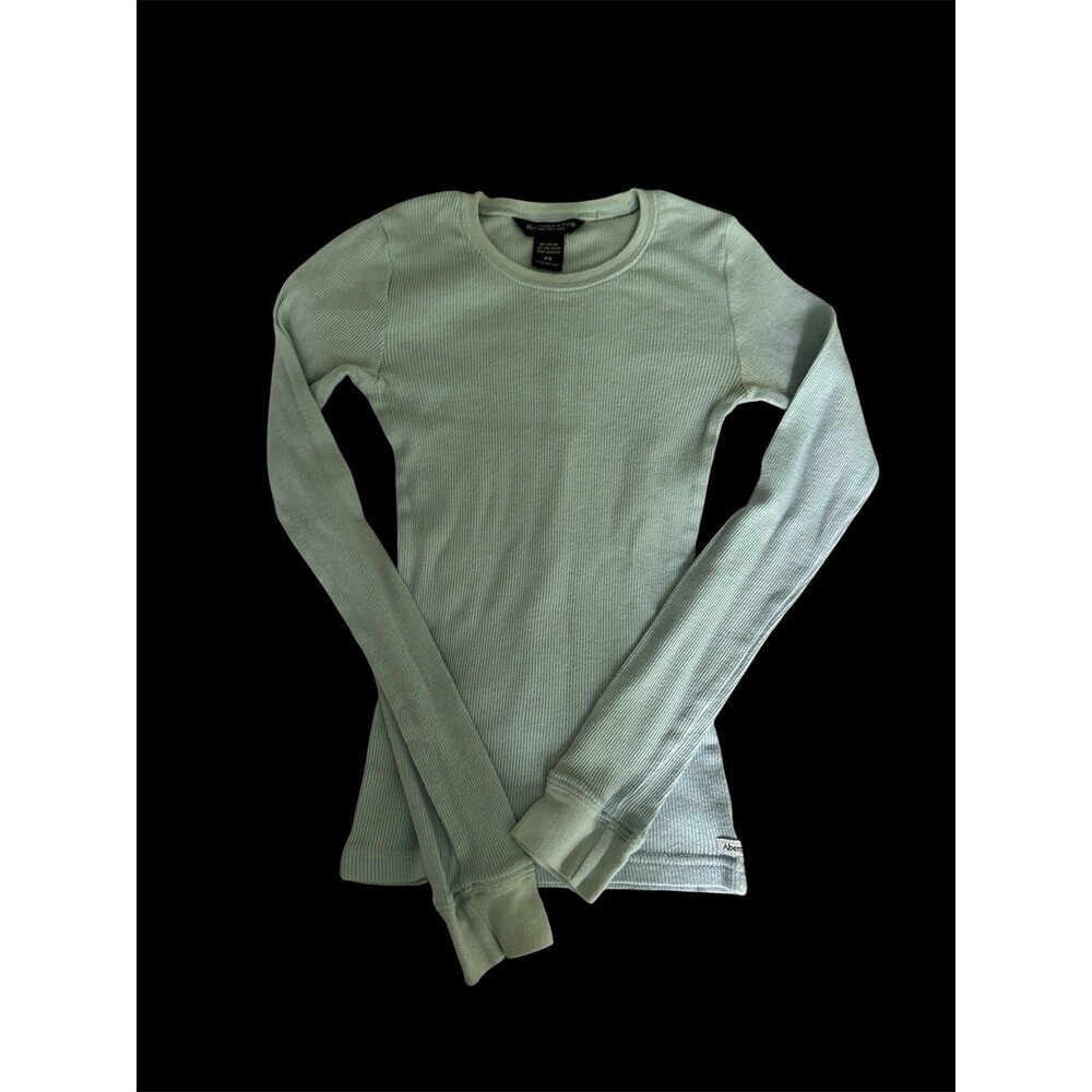 VTG Y2K Abercrombie & Fitch Ribbed Thermal Long Sleeve Baby Blue XS